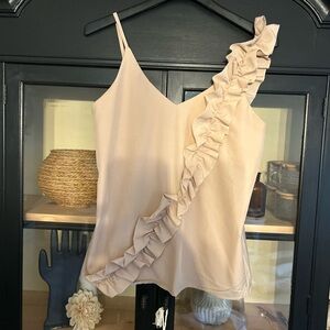 Women’s Asymmetric Ruffle Cami Top - beige